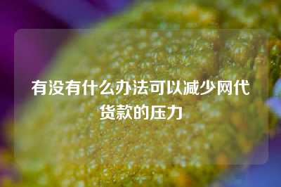 有没有什么办法可以减少网代货款的压力
