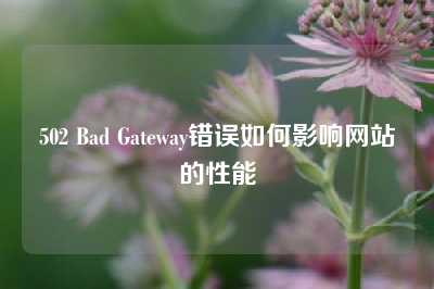 502 Bad Gateway错误如何影响网站的性能