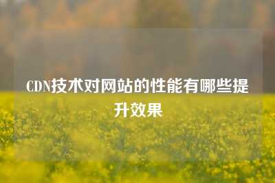 CDN技术对网站的性能有哪些提升效果