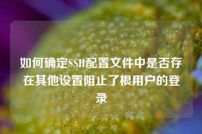 如何确定SSH配置文件中是否存在其他设置阻止了根用户的登录
