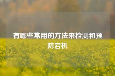 有哪些常用的方法来检测和预防宕机