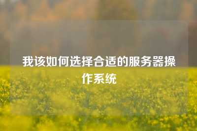 我该如何选择合适的服务器操作系统