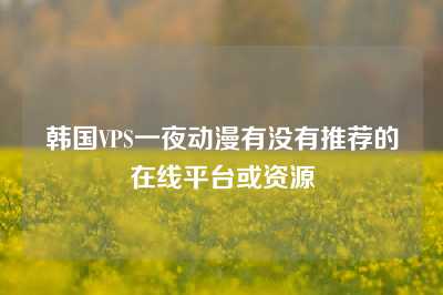 韩国VPS一夜动漫有没有推荐的在线平台或资源