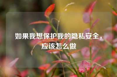 如果我想保护我的隐私安全，应该怎么做