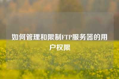 如何管理和限制FTP服务器的用户权限