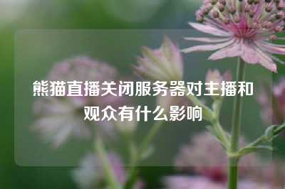 熊猫直播关闭服务器对主播和观众有什么影响