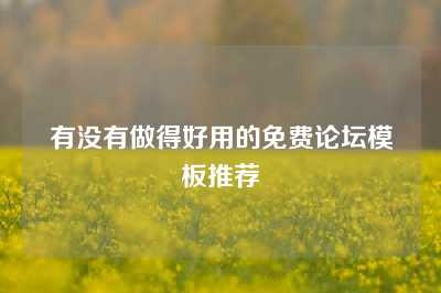 有没有做得好用的免费论坛模板推荐