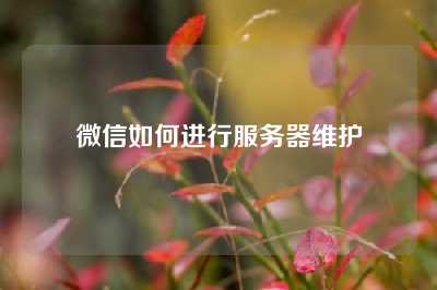 微信如何进行服务器维护