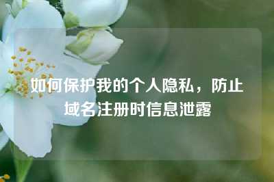 如何保护我的个人隐私，防止域名注册时信息泄露