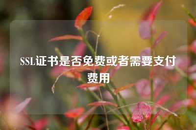 SSL证书是否免费或者需要支付费用