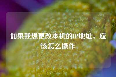如果我想更改本机的IP地址，应该怎么操作