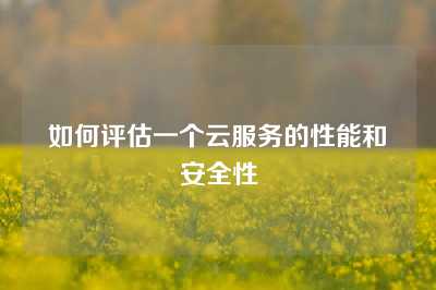 如何评估一个云服务的性能和安全性