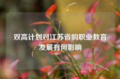 双高计划对江苏省的职业教育发展有何影响